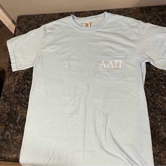Comfort Colors Tops - Alpha Delta Pi Comfort Colors Baby Blue Tshirt Adult Small EUC